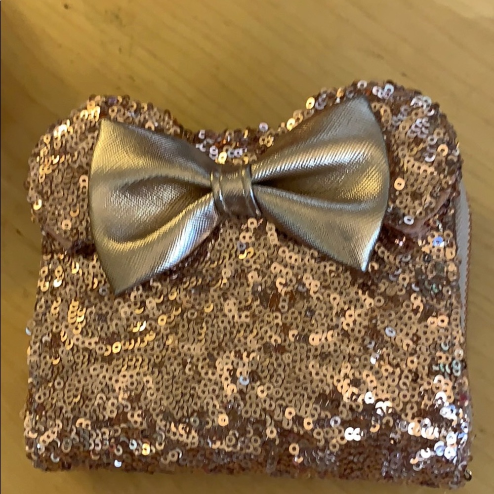 Disney Loungefly Minnie Mouse Sequin Rose GOLD